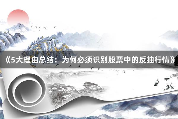 《5大理由总结：为何必须识别股票中的反抽行情》