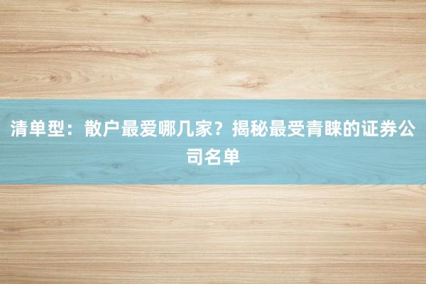 清单型：散户最爱哪几家？揭秘最受青睐的证券公司名单