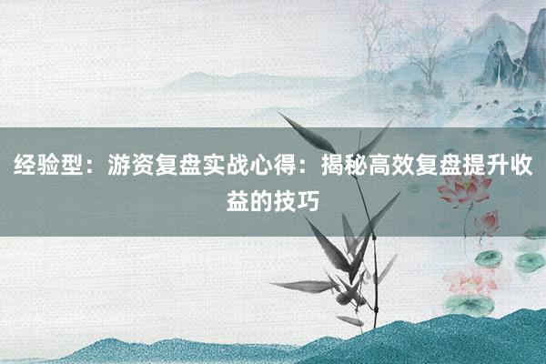 经验型：游资复盘实战心得：揭秘高效复盘提升收益的技巧