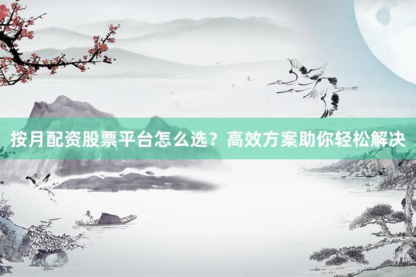 按月配资股票平台怎么选？高效方案助你轻松解决