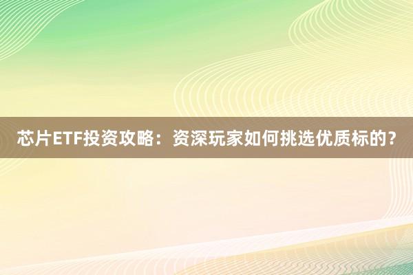 芯片ETF投资攻略：资深玩家如何挑选优质标的？