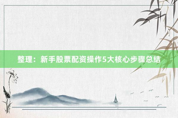 整理：新手股票配资操作5大核心步骤总结