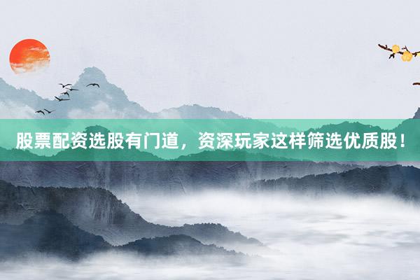 股票配资选股有门道，资深玩家这样筛选优质股！